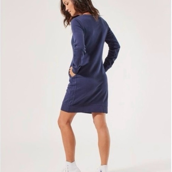 Pact Organic Cotton Downtime Sweatshirt Dress Navy Blue - Picture 3 of 6